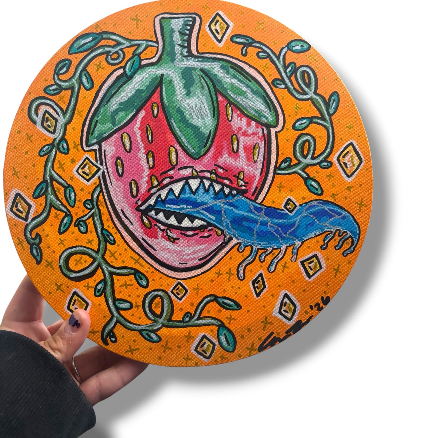 Strawberry monster painting